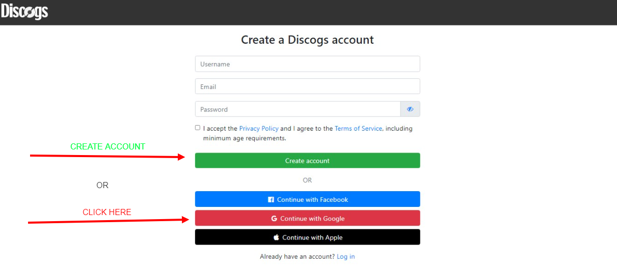 Confirmation Discogs account with your Gmail