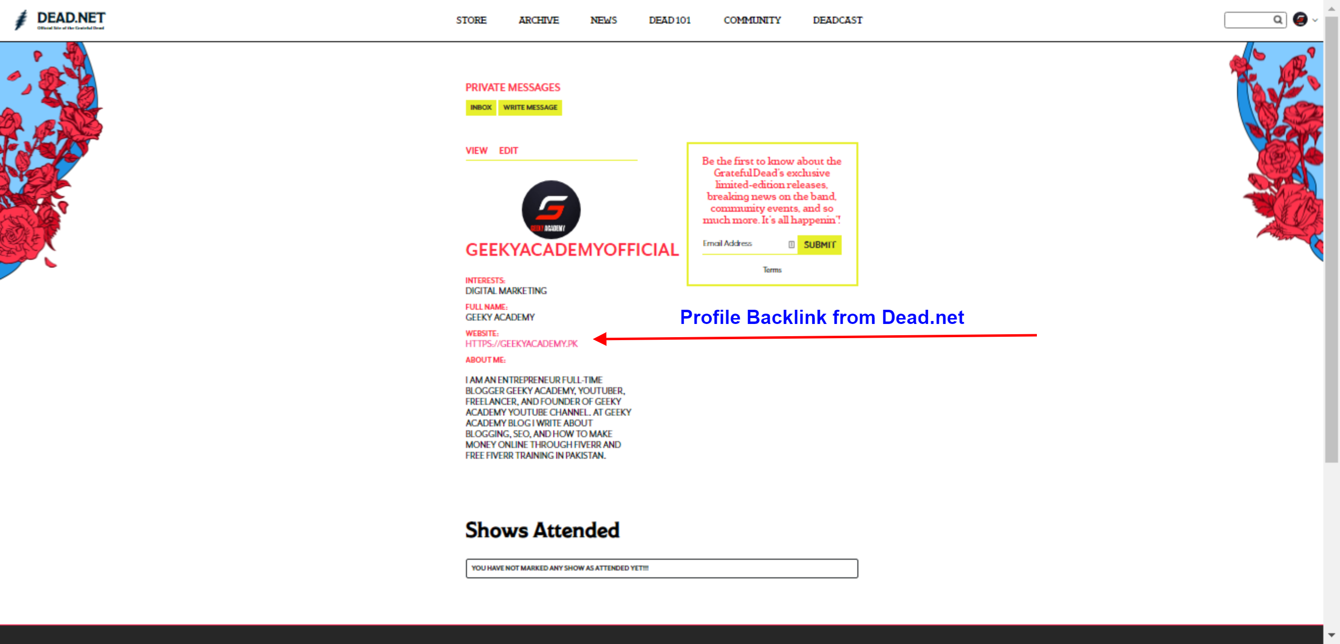 How to Create Backlink on dead.net Website