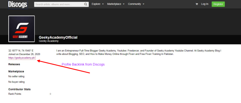 How to Create Backlink on discogs - Geeky Academy Discogs account
