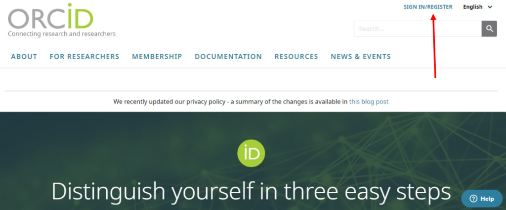 Register Your account on ORCID