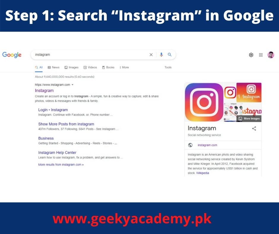 Step 1 Search Instagram in Google