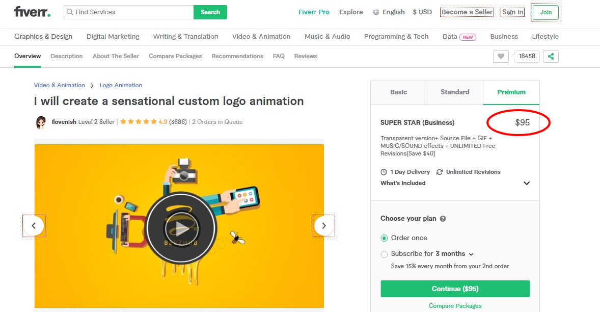 most in-demand logo animation gig on Fiverr